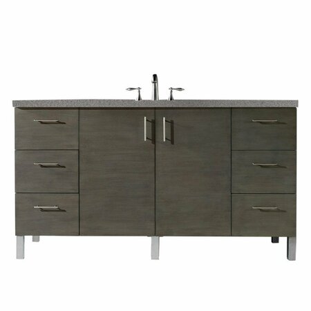 JAMES MARTIN VANITIES Metropolitan 60in Single Vanity, Silver Oak w/ 3 CM Grey Expo Quartz Top 850-V60S-SOK-3GEX